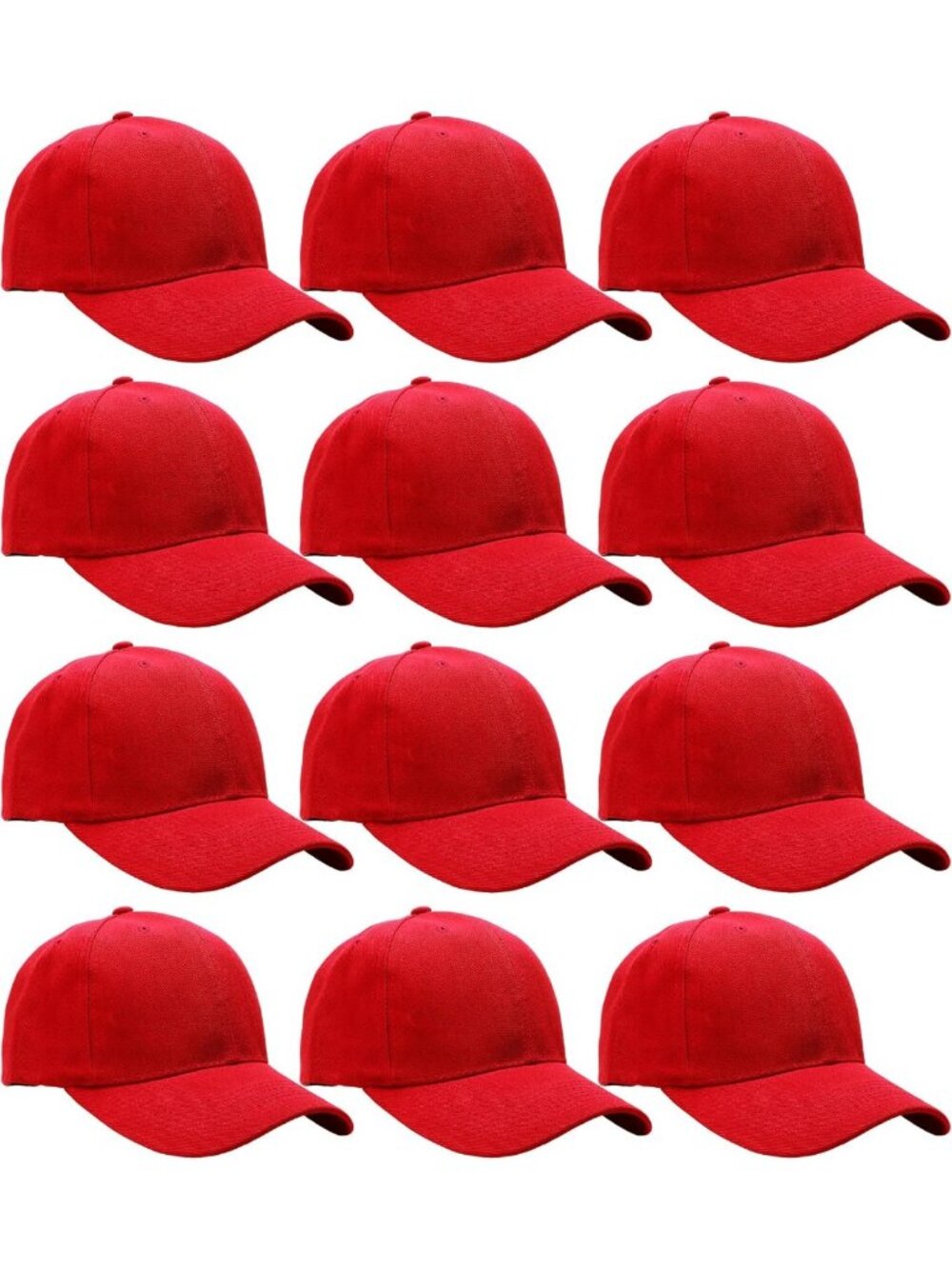 12-Pack Adjustable Baseball Caps - Plain Solid Color Bulk Lot for Customization
